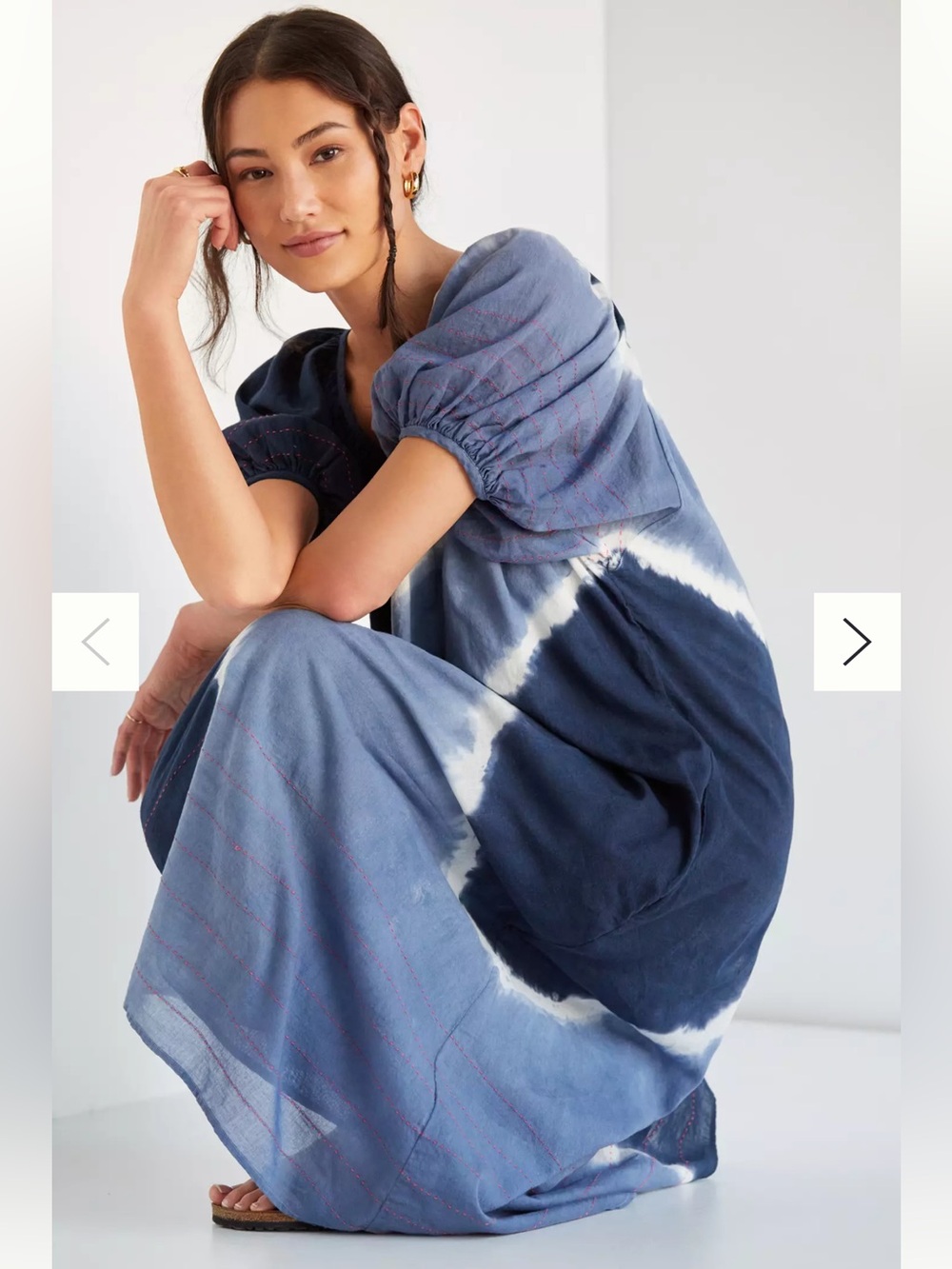 Sundry | Shibori Embroidered Tie Dye Midi Dress